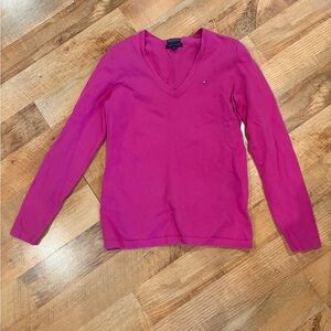Tommy Hilfiger Magenta V-Neck Sweater size M ladies